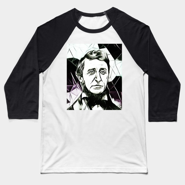 Henry David Thoreau Black and White Portrait | Henry David Thoreau Artwork 4 Baseball T-Shirt by JustLit